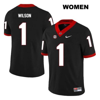 Women's Georgia Bulldogs NCAA #1 Divaad Wilson Nike Stitched Black Legend Authentic College Football Jersey YWC3154GX